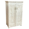 Mother of Pearl Inlay Wardrobe | White MOP Armoire | Floral Storage Cabinet | Luxury Bedroom Furniture