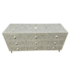Handmade Gray Bone Inlay Dresser: Boho 9-Drawer Storage Cabinet