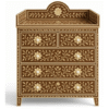 Floral Bone Inlay Dresser – Handmade Indian Boho 5-Drawer Chest