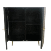Handmade Bone Inlay Cabinet: Geometric Black and White Sideboard with Brass Handles