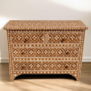 Pink Bone Inlay Dresser: Handmade Boho Chic 4-Drawer Cabinet