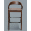 Handmade Modern Walnut Finish Wooden Bar Stool with Backrest Mid-Century Dining Stool