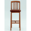 Handmade Mango Wood Bar Stool | Brown Leather Seat, Rustic Farmhouse