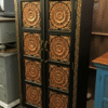 Hand Carved Wooden Cabinet – Black & Gold Armoire with Floral Design