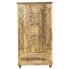 Hand Carved Mango Wood Armoire: Bohemian Mandala Floral Wardrobe