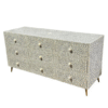 Handmade Gray Bone Inlay Dresser: Boho 9-Drawer Storage Cabinet