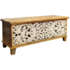Hand-Carved Mango Wood Chest – Floral Indian Blanket Box | Boho Storage Trunk