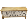 Hand-Carved Mango Wood Chest – Floral Indian Blanket Box | Boho Storage Trunk