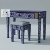 7 Handmade Bone Inlay Console Table: Geometric Boho Desk