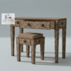 8 Handmade Bone Inlay Console Table: Geometric Boho Desk