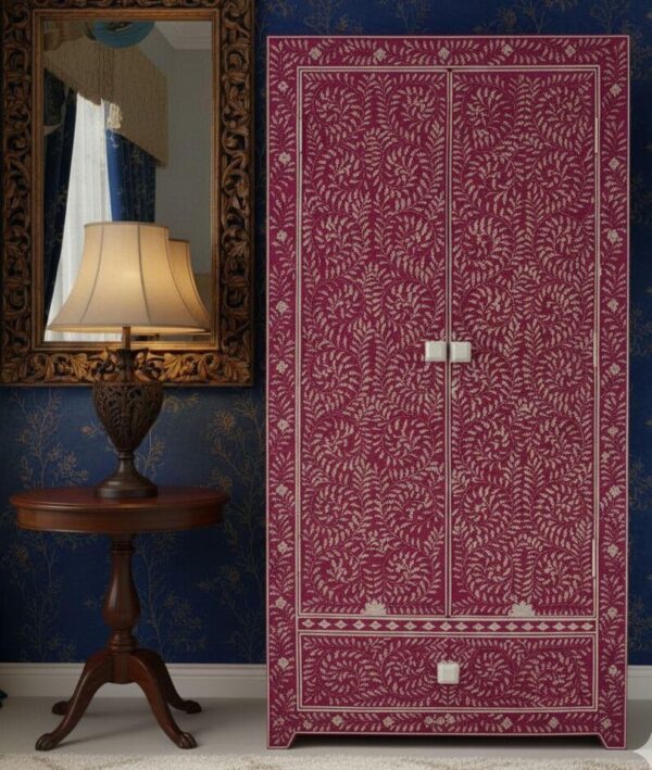 10 Handmade Blue Bone Inlay Armoire: Floral Wardrobe Cabinet