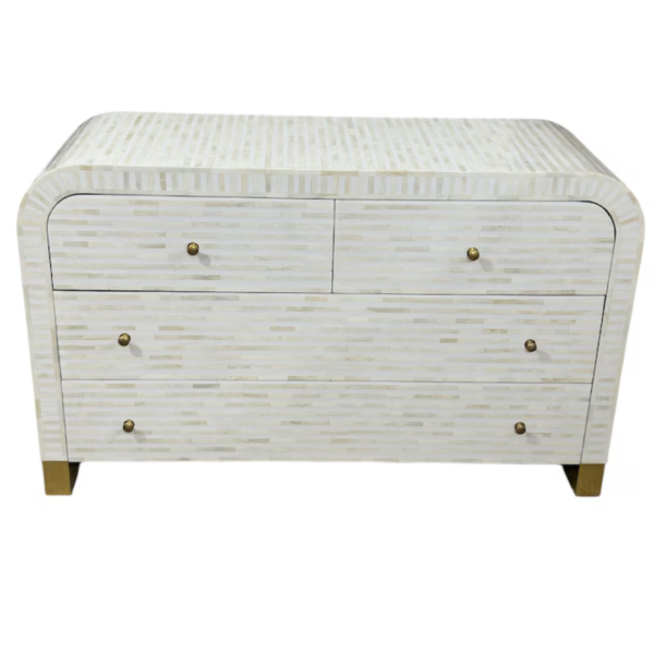 2 Handmade Bone Inlay Dresser with Brass Legs: Boho Bedroom Decor