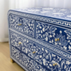 Handmade Bone Inlay Chest of Drawers: Blue Floral Dresser