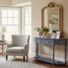 Handmade Blue Bone Inlay Console Table | Floral Hall Table, Indian Art