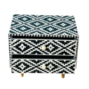 2 Handmade Bone Inlay Nightstand: Geometric Boho Bedside Table
