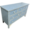 2 Bone Inlay Sideboard: Handmade Floral 7-Drawer Boho Dresser