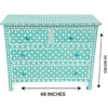 2 Mother of Pearl Inlay Dresser: Teal Geometric Bohemian Accent Cabinet