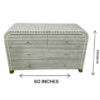 Handmade Bone Inlay Dresser: Grey White Striped 6-Drawer Cabinet