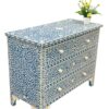 3 Royal Blue Floral Bone Inlay Dresser: Handcrafted Indian Chest