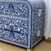 Handmade Bone Inlay Chest of Drawers: Blue Floral Dresser