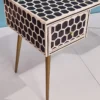 3 Handmade Bone Inlay Study / Console Desk – Modern Hexagon Design with Brass Legs
