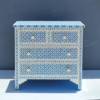 3 Bone Inlay Chest of Drawers: Blue Geometric Accent Furniture