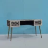 4 Handmade Bone Inlay Study / Console Desk – Modern Hexagon Design with Brass Legs