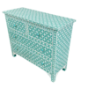 4 Mother of Pearl Inlay Dresser: Teal Geometric Bohemian Accent Cabinet