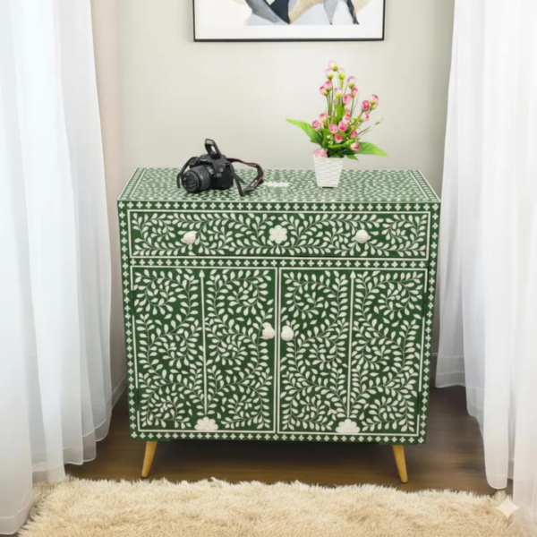 4 Bone Inlay Armoire | Handmade Floral Vine Wardrobe