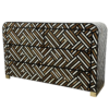 4 Bone Inlay Dresser | Brown Geometric Chest of Drawers | Rattan Basketweave Accent | Modern Luxury Storage