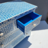 5 Bone Inlay Chest of Drawers: Blue Geometric Accent Furniture
