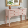 5 Handcrafted Bone Inlay Desk: Floral Elegance, 4-Drawer Console Table