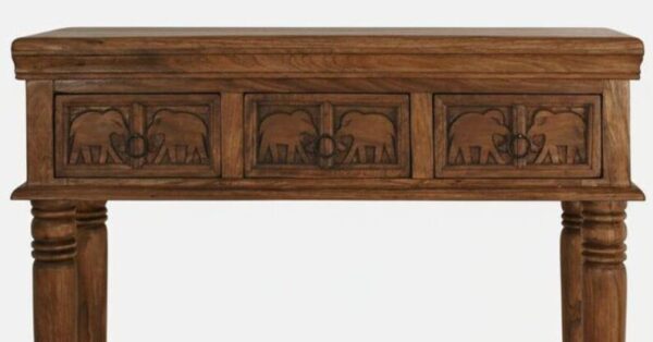 5 Hand-Carved Sheesham Wood Console Table: Elephant Design Indian Furniture
