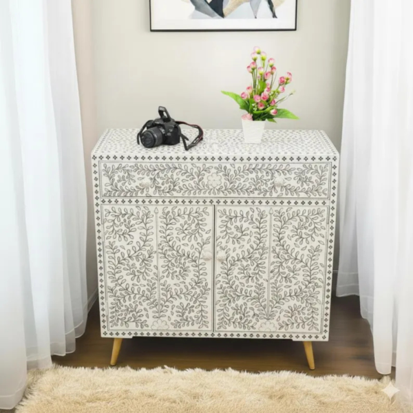 6 Bone Inlay Armoire | Handmade Floral Vine Wardrobe