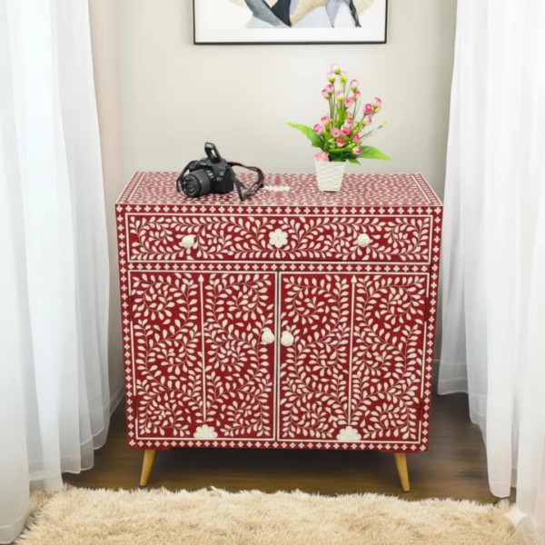 7 Bone Inlay Armoire | Handmade Floral Vine Wardrobe