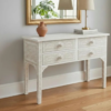 8 Handcrafted Bone Inlay Desk: Floral Elegance, 4-Drawer Console Table
