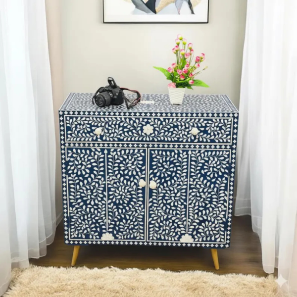 8 Bone Inlay Armoire | Handmade Floral Vine Wardrobe